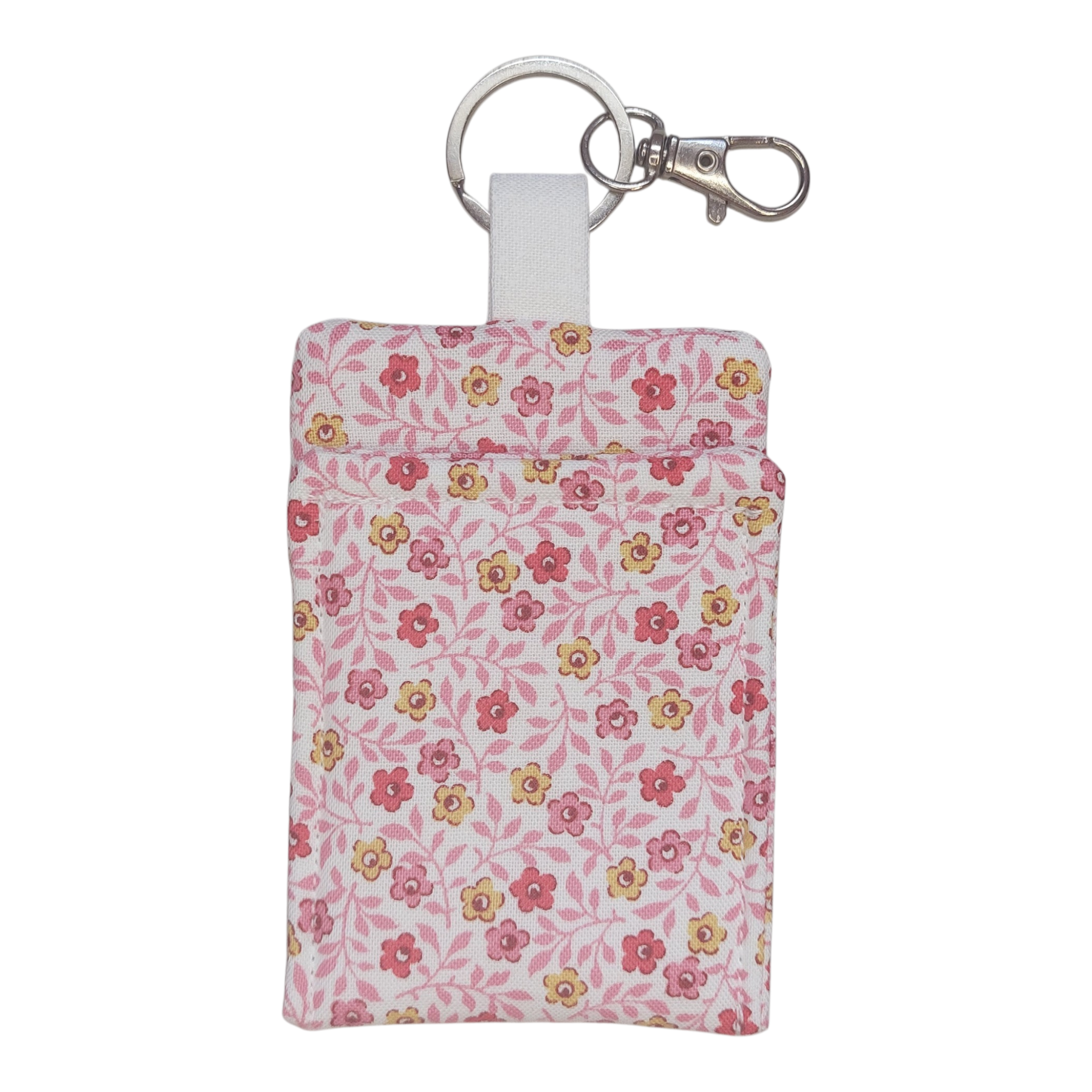 Yellow and pink floral lipstick holder keychain
