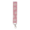 Pink floral keychain wrist strap