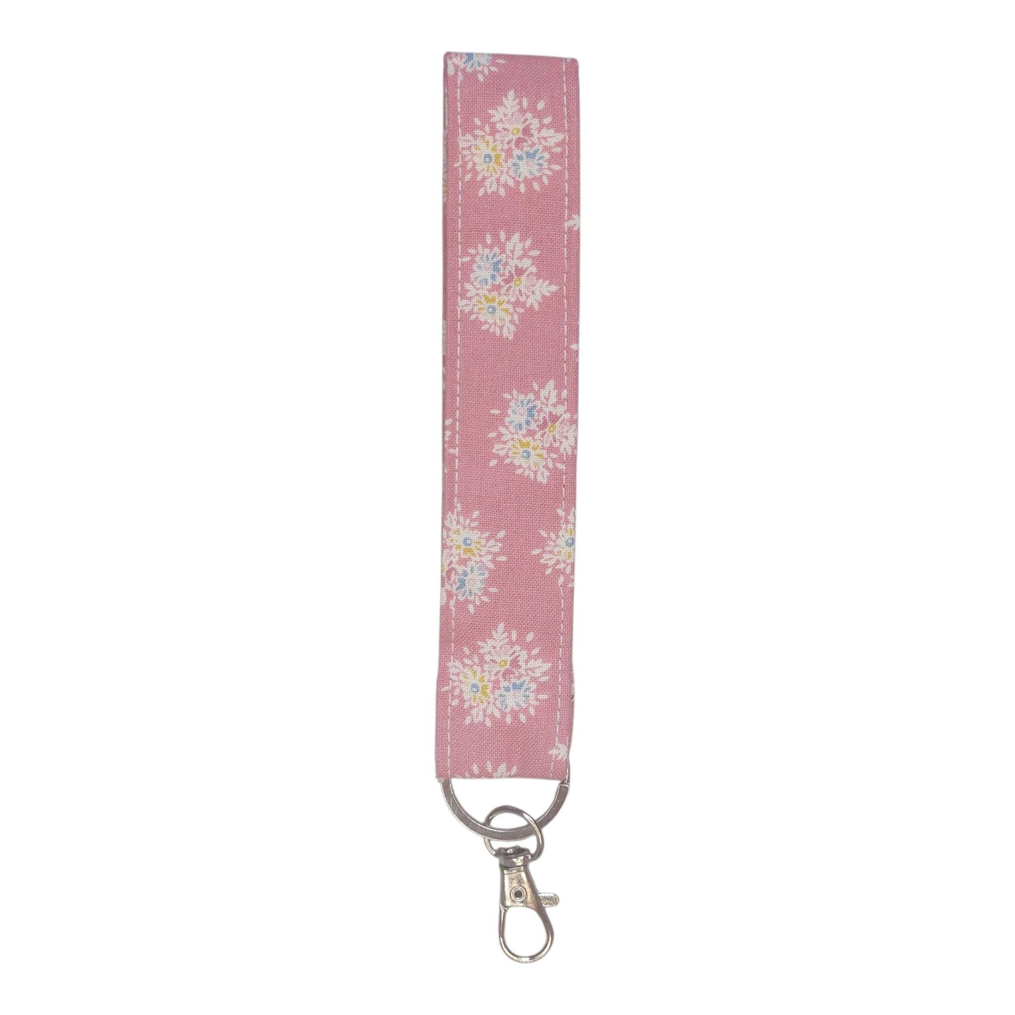Pink floral keychain wrist strap