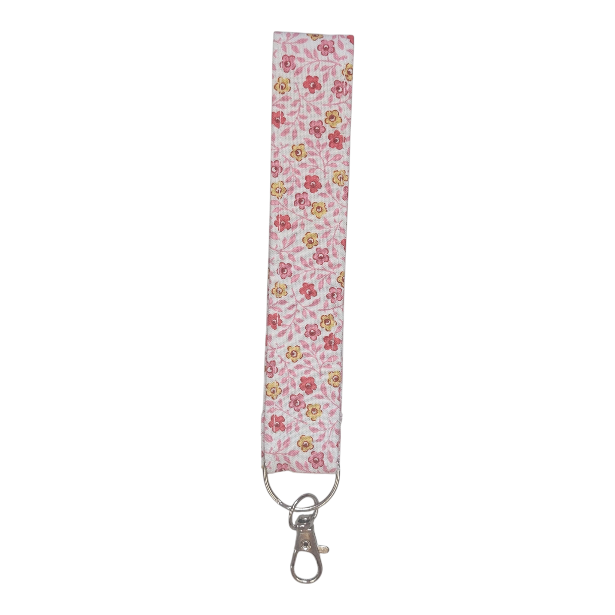 Yellow and pink floral keychain wrist strap