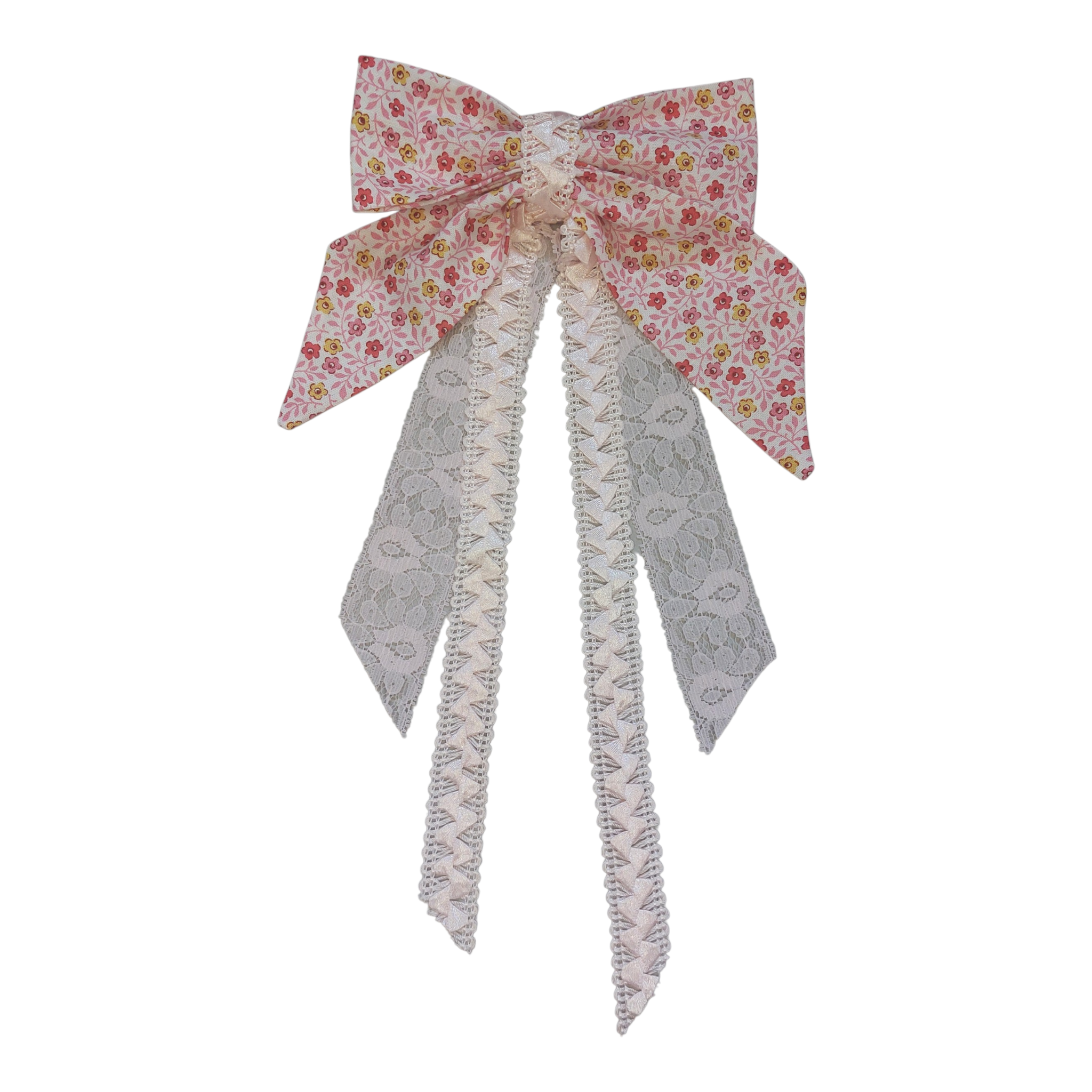 Yellow and pink floral hair bow clip