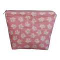 Pink floral makeup bag