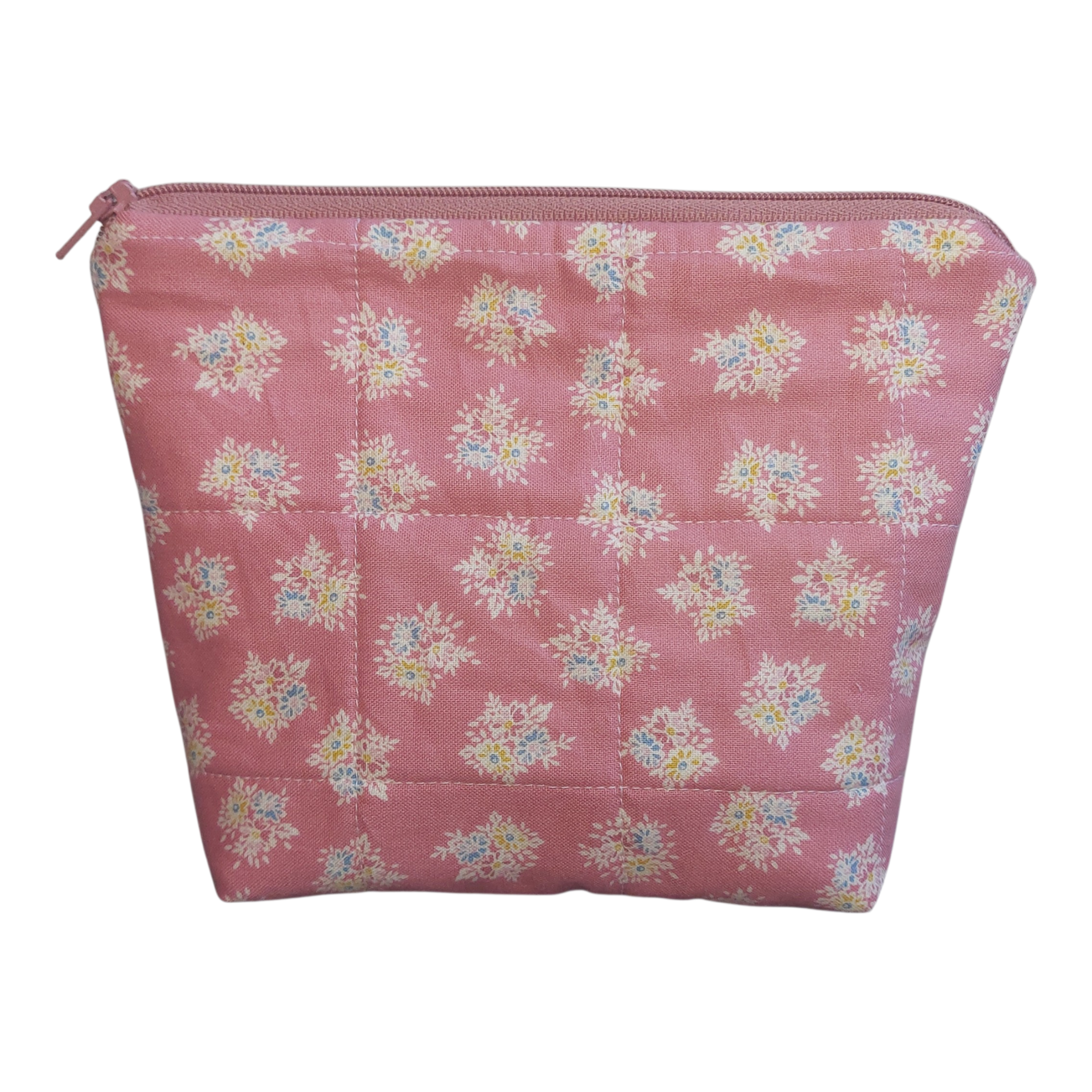 Pink floral makeup bag