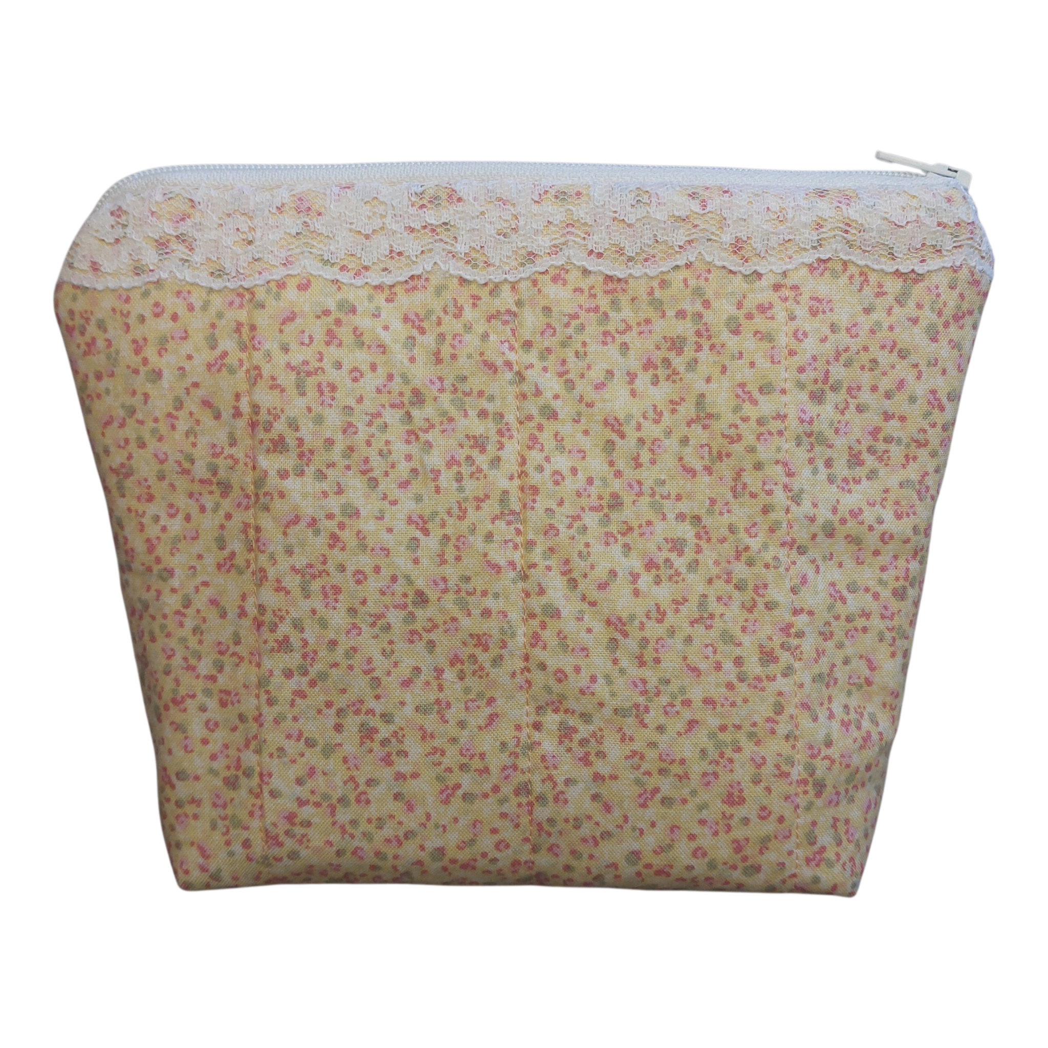Yellow floral makeup bag