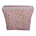 Yellow and pink floral makeup bag
