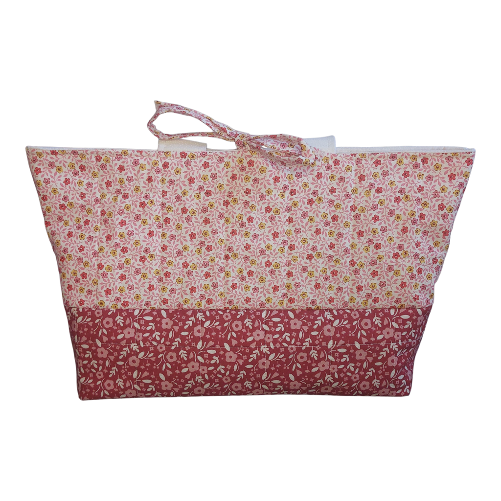 Red and pink floral mini tote bag