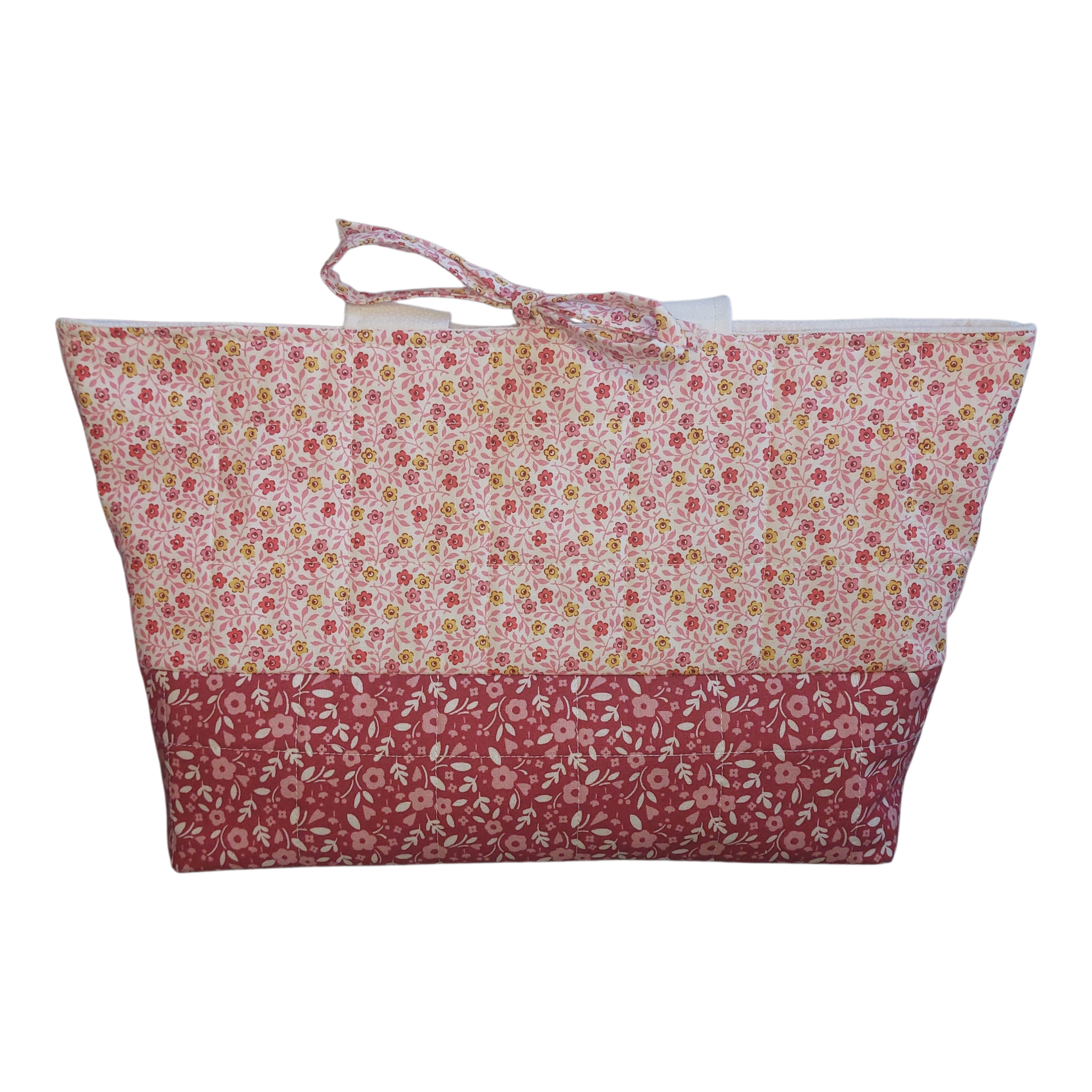 Red and pink floral mini tote bag