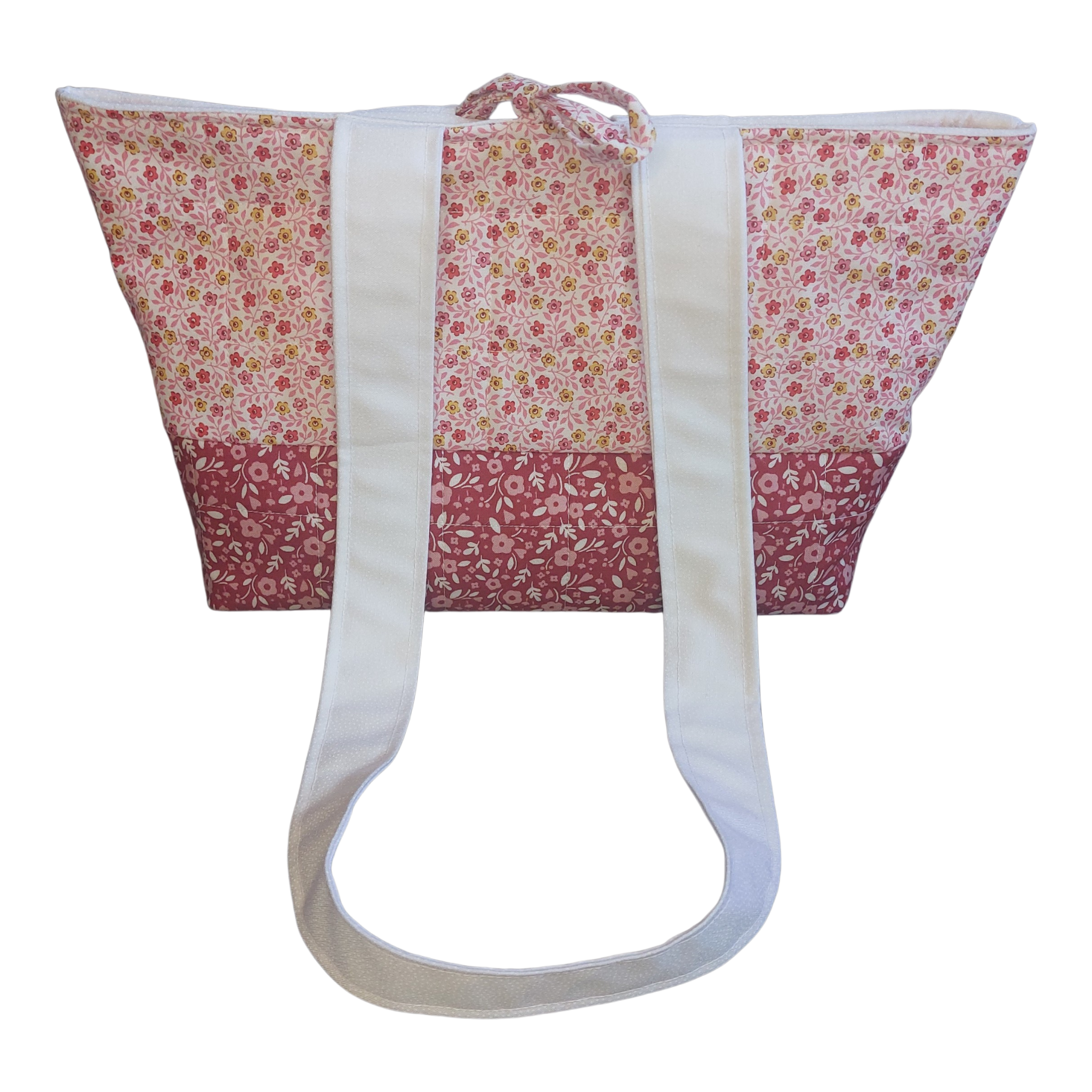 Red and pink floral mini tote bag