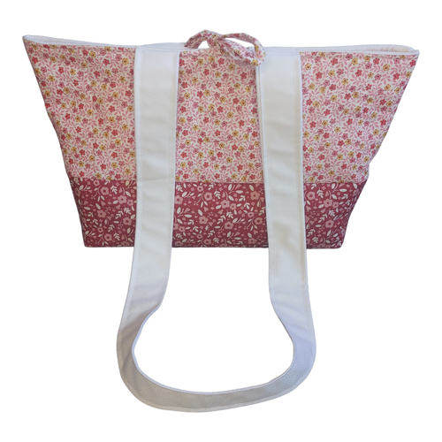 Red and pink floral mini tote bag