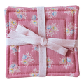 Pink floral coaster set