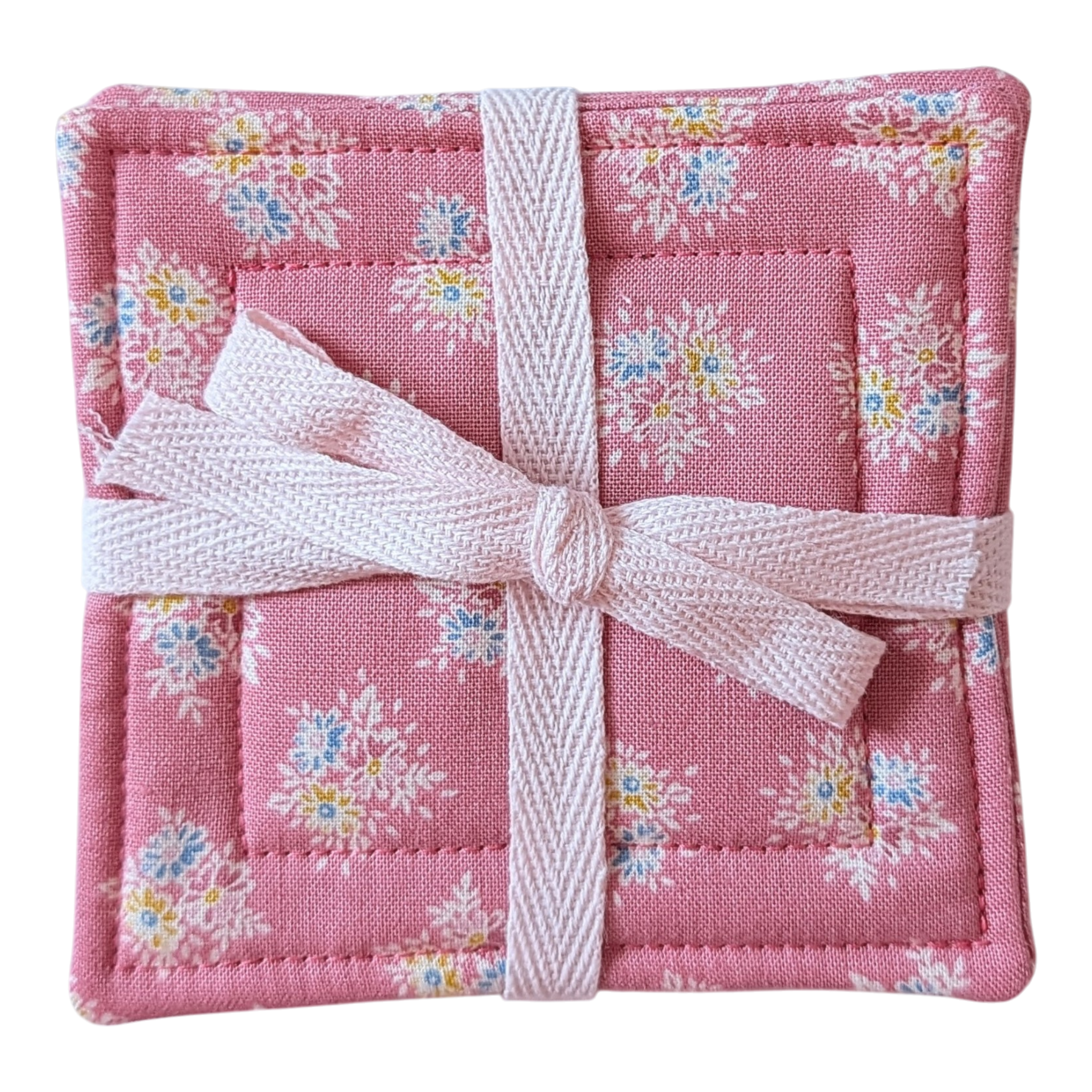 Pink floral coaster set