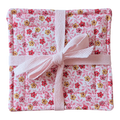 Yellow and pink floral coaster set