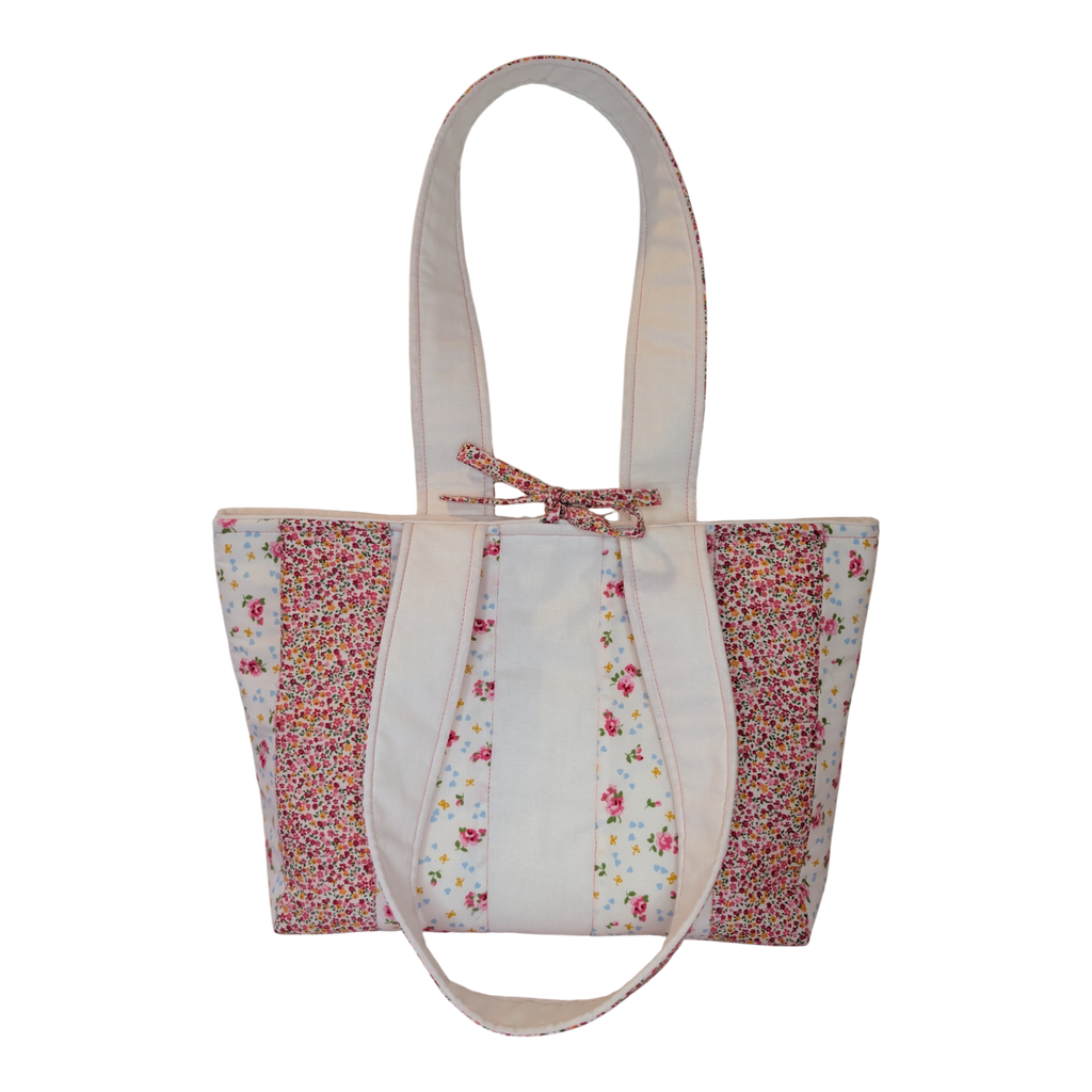 Mini Tote Bag - White And Pink Florals
