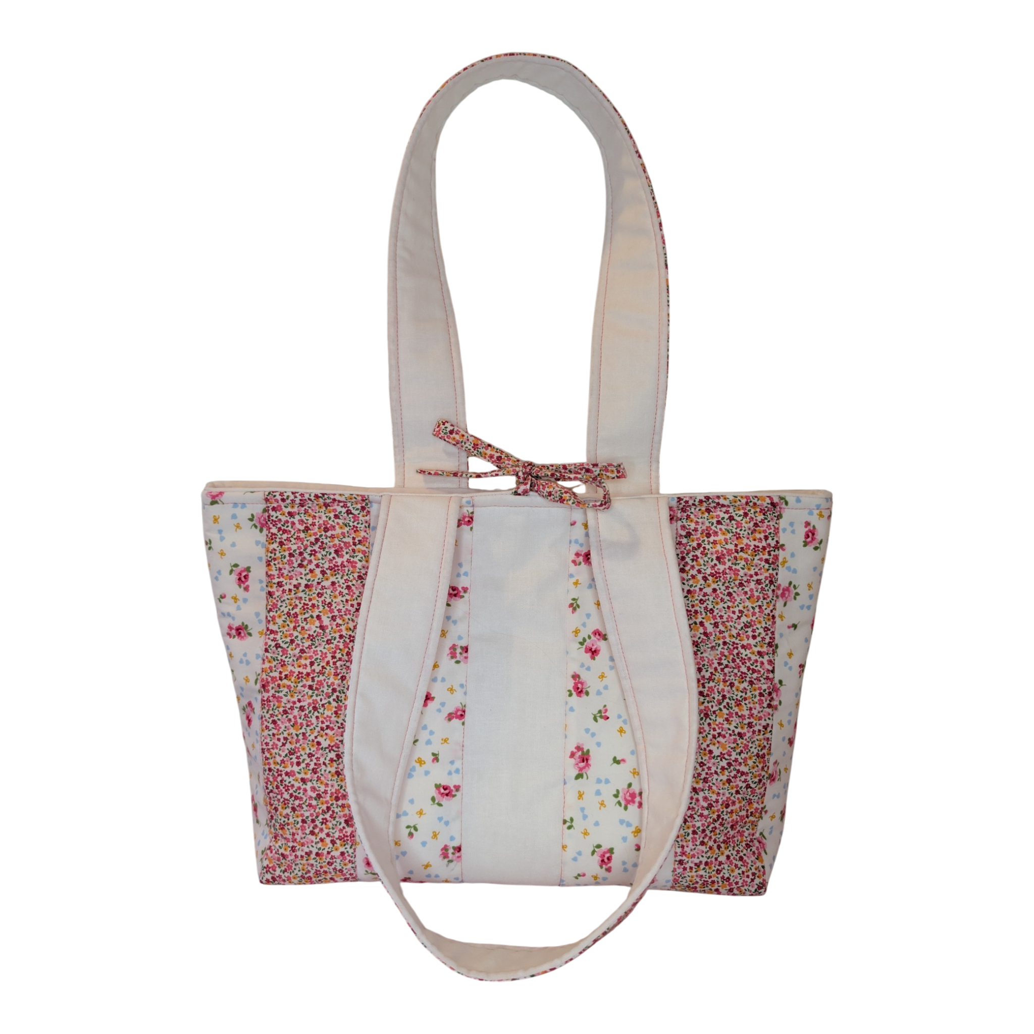 Mini Tote Bag - White And Pink Florals