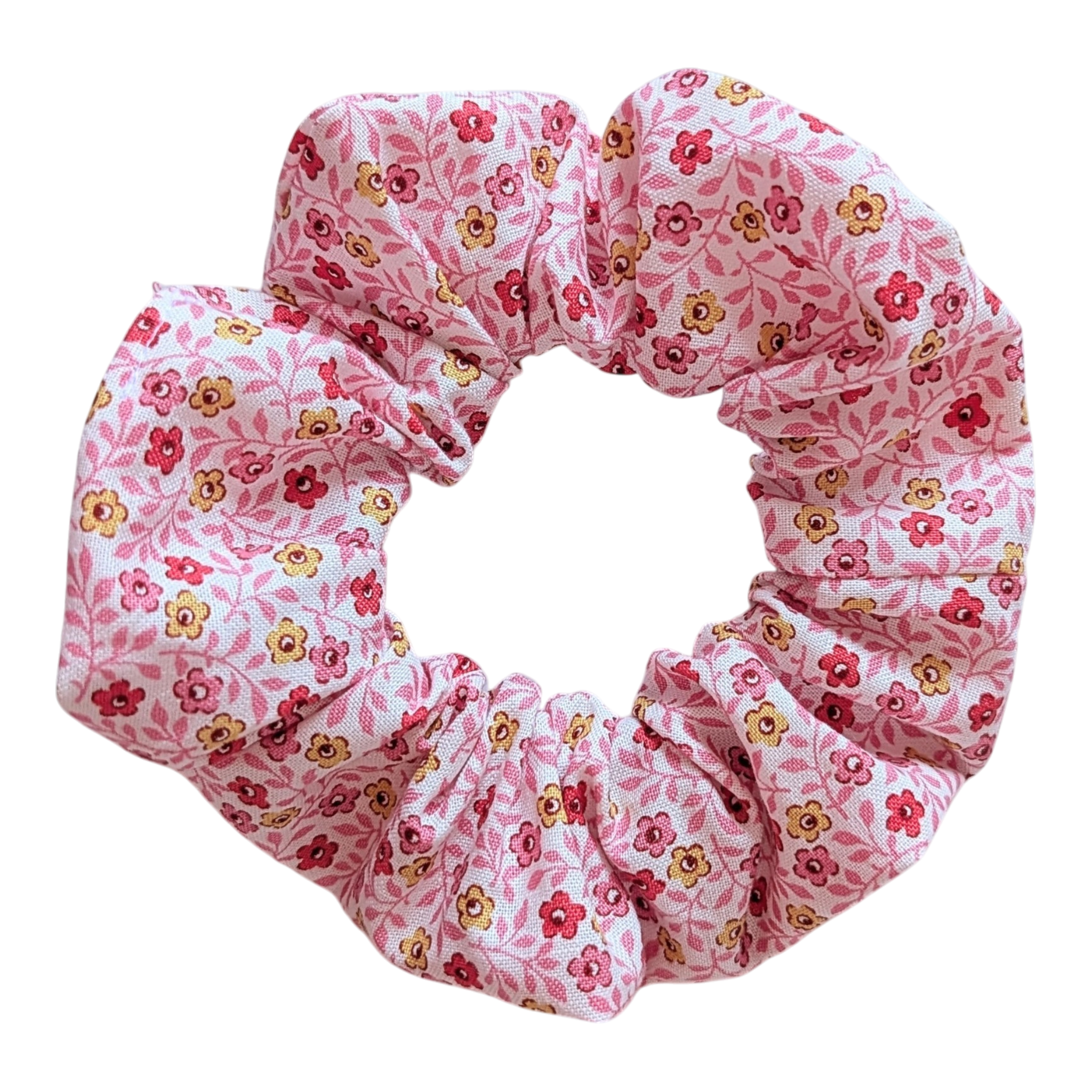Yellow and pink scrunchie