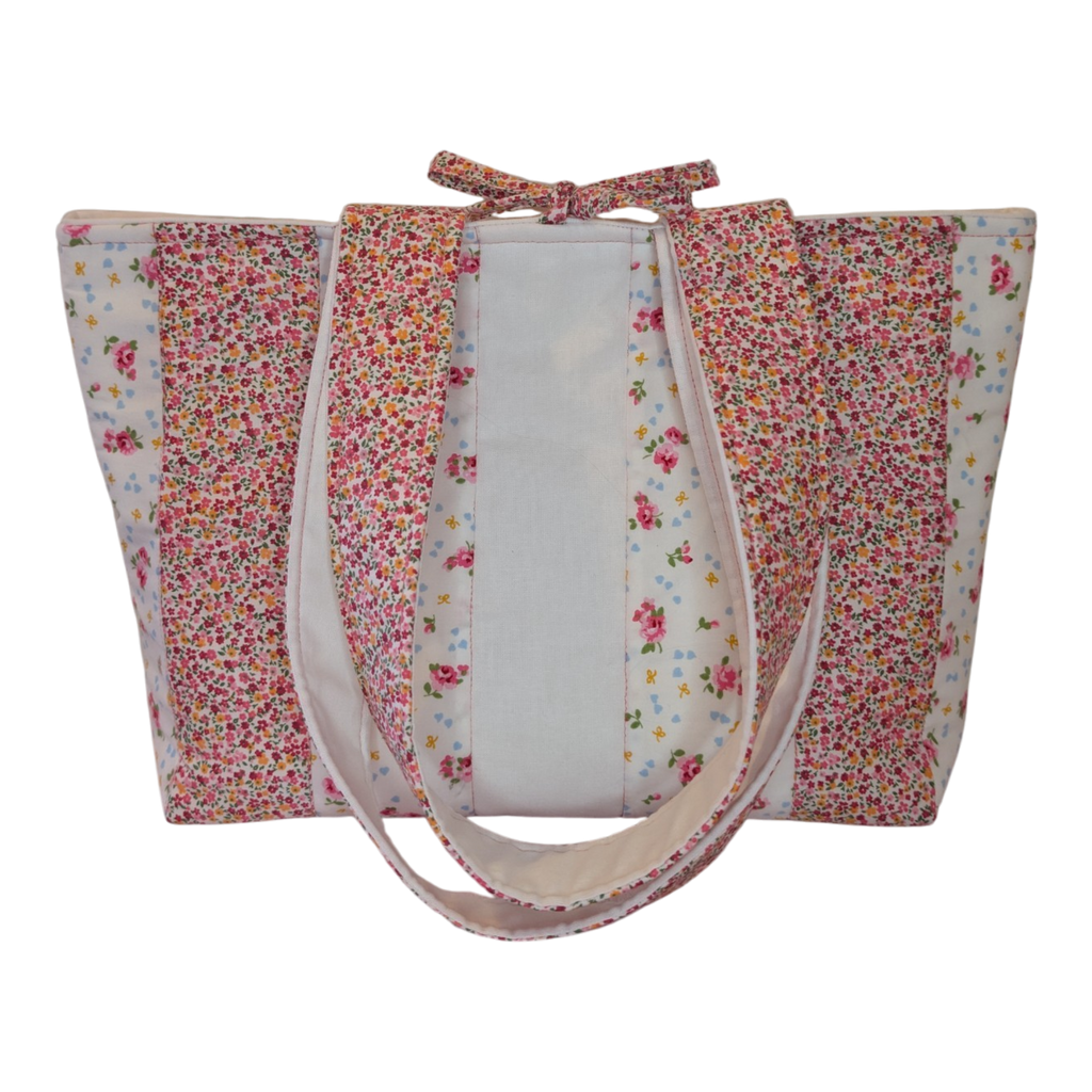 Mini Tote Bag - White And Pink Florals