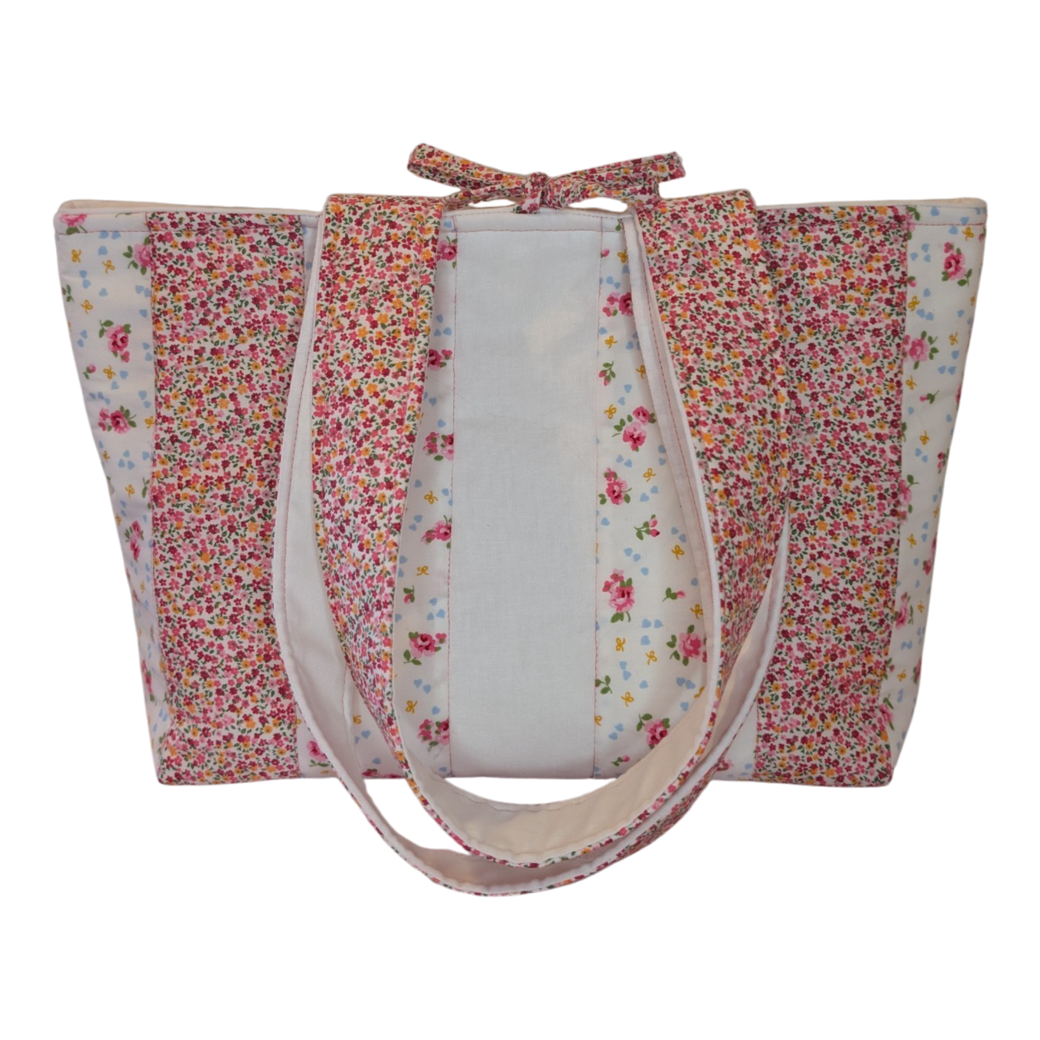 Mini Tote Bag - White And Pink Florals