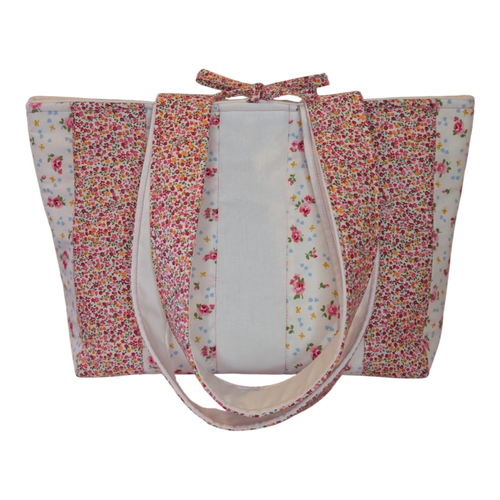 Mini Tote Bag - White And Pink Florals