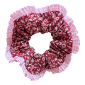 Red floral frilly scrunchie