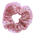 Yellow and pink floral frilly scrunchie